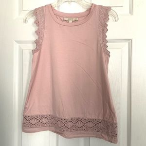 Ann Taylor LOFT Top Pink Sleeveless Crochet XSP